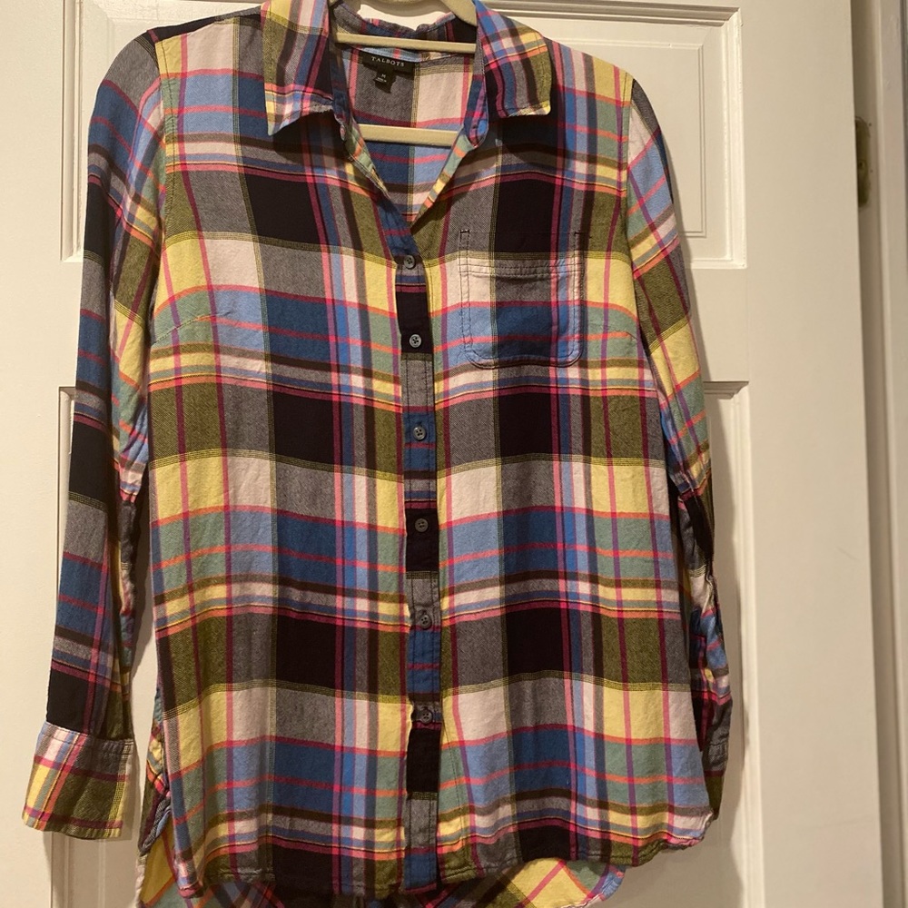 EUC Talbots Lightweight Plaid Buttondown Top